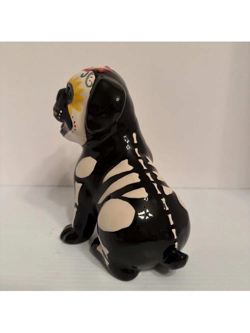 Blue Sky Clayworks Sugar Skull Pug Dog Figure Skeleton Halloween Day of the Dead